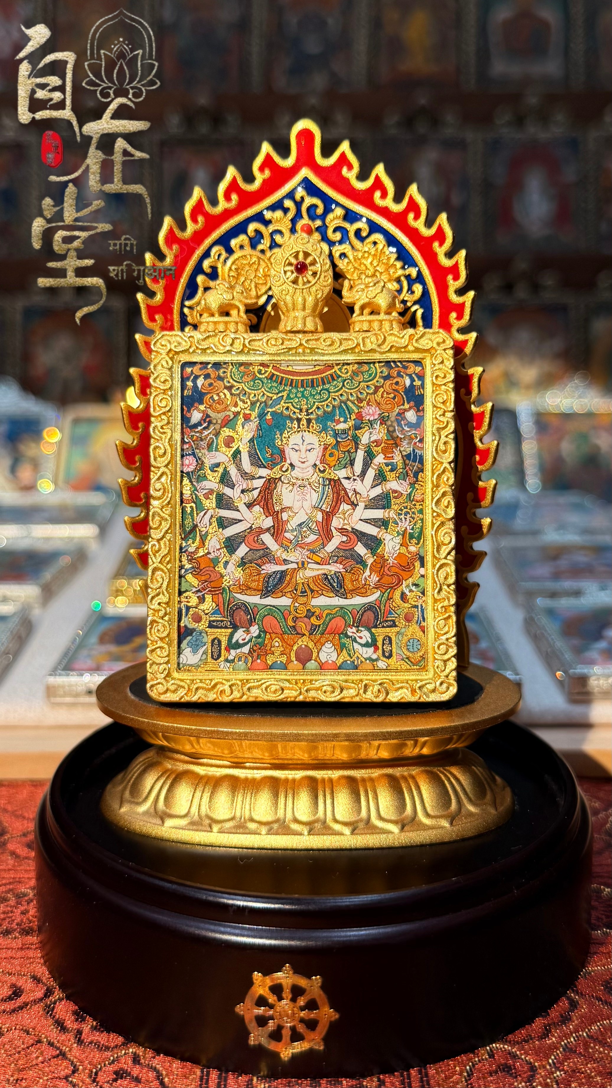 準提佛母｜勉薩畫派（孜東系）｜多吉旺久（4×5 cm 小扎卡）